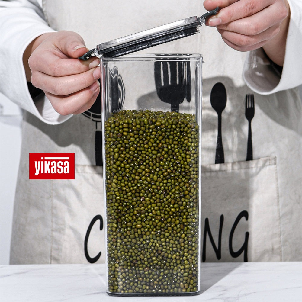 Kit 12 Potes de Mantimento Herméticos em Acrílico Verde Yikasa