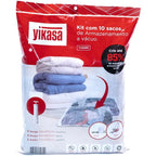 Kit 10 Sacos a Vácuo Pequeno Médio E Grande + Bomba De Ar Yikasa