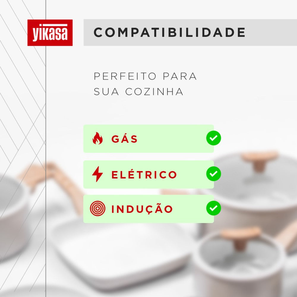 Jogo de Panelas Premium com Revestimento em Mármore Antiaderente 11 Peças Vanilla Yikasa