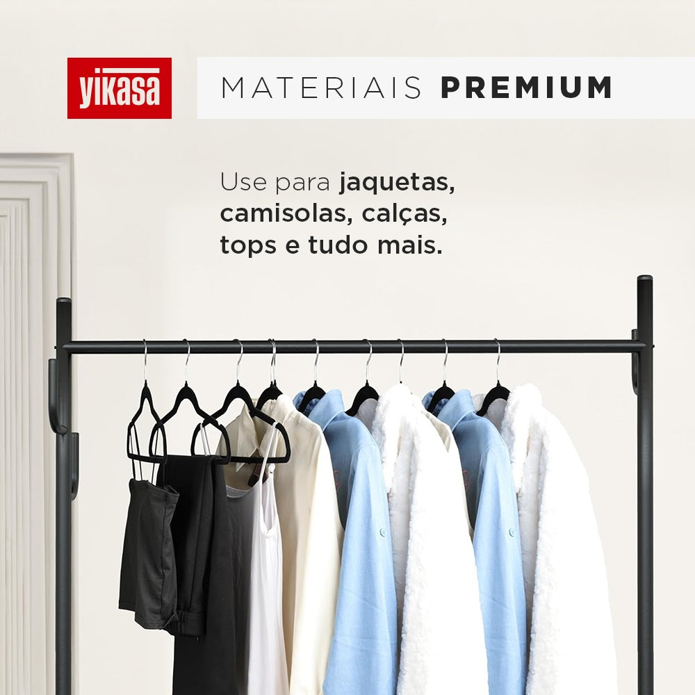 Kit 50 Cabides De Veludo Cinza Yikasa