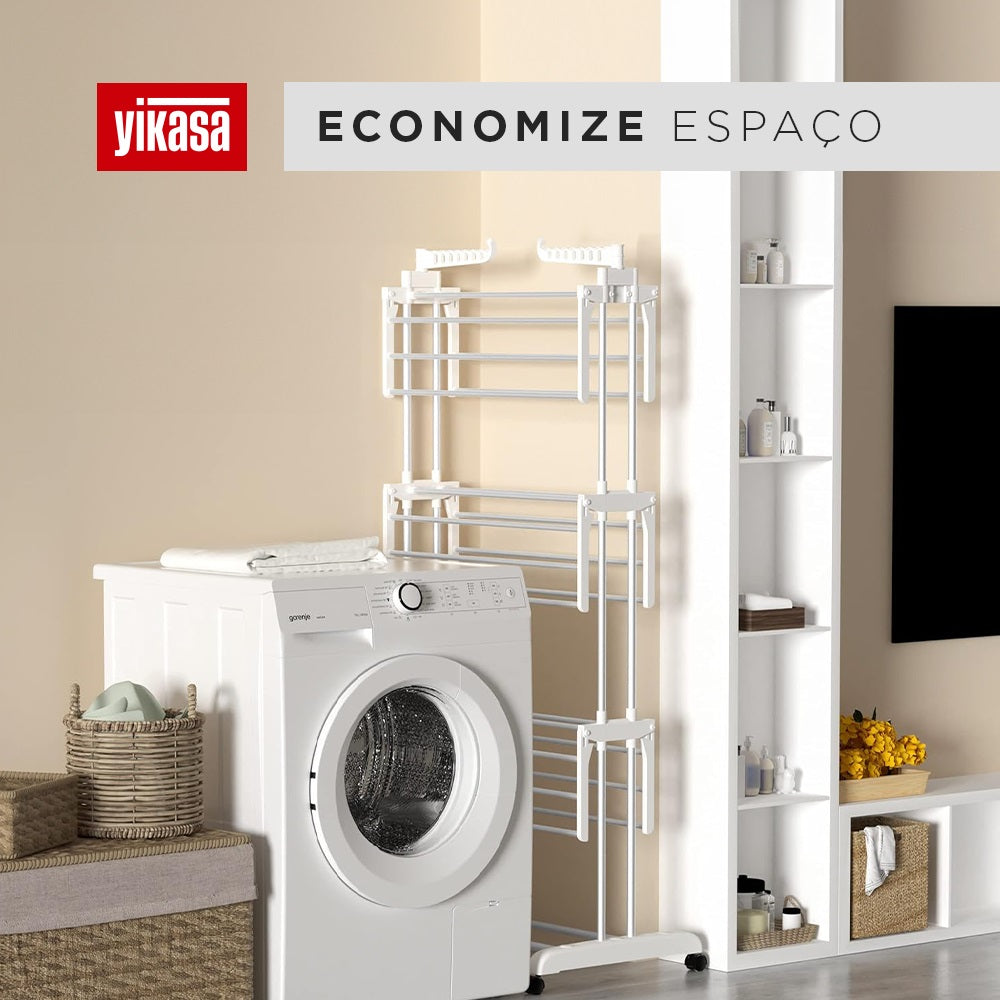 Varal De Chão Dobrável 3 Andares Branco Yikasa