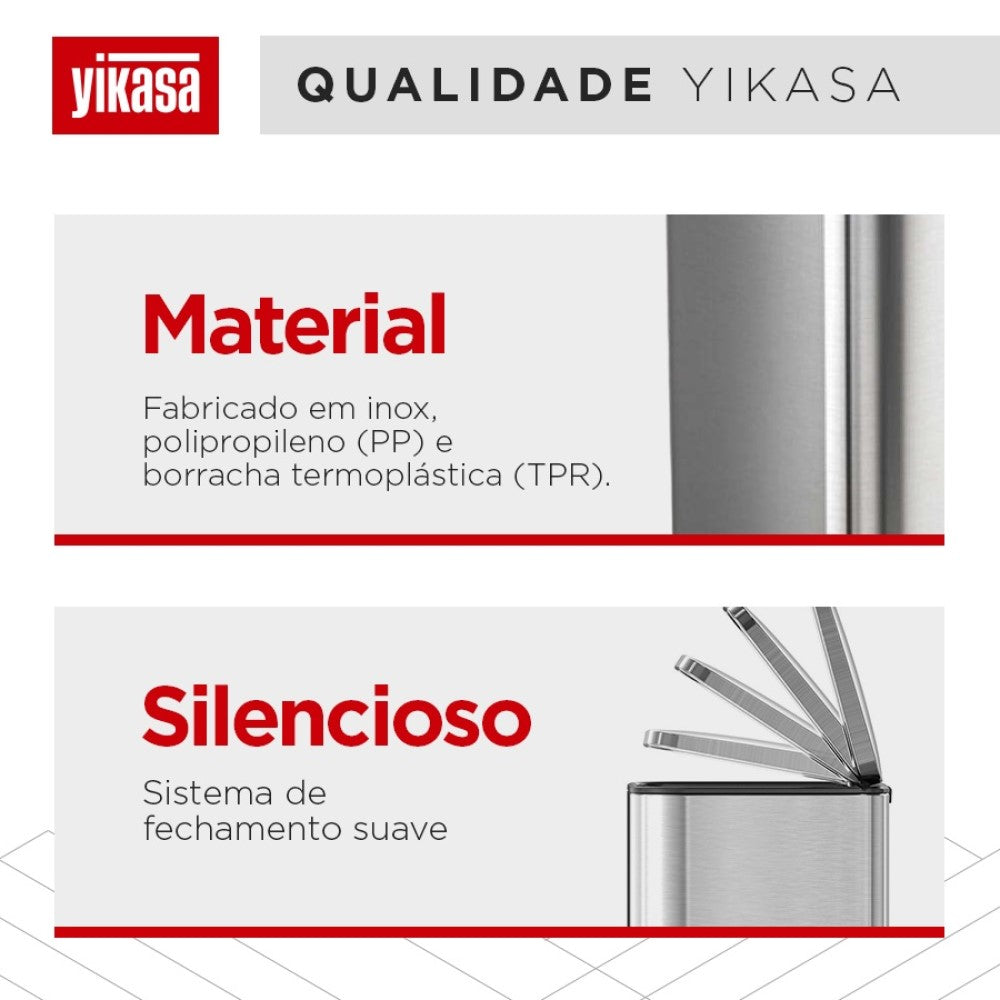Lixeira com Pedal 3 Litros Inox Home Yikasa