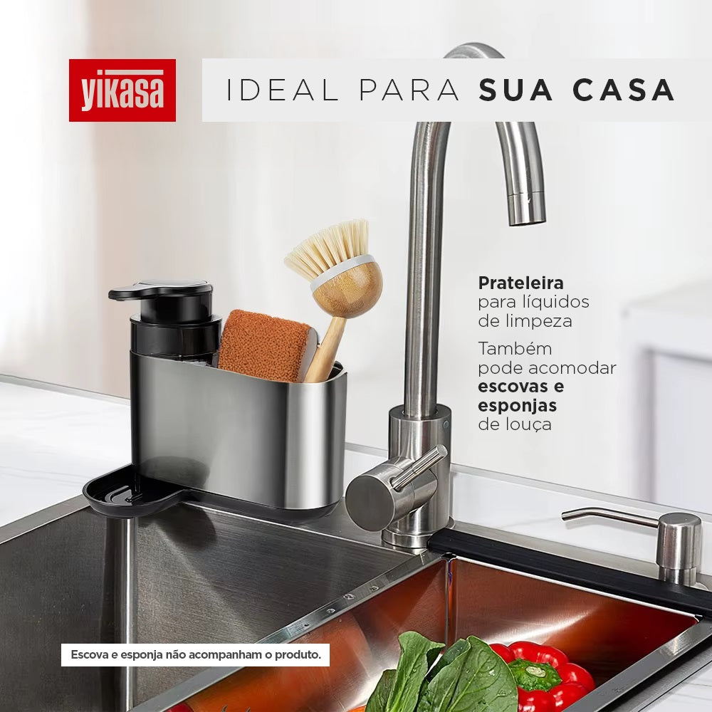 Organizador de Pia Com Dispenser de Sabão Inox Home Yikasa