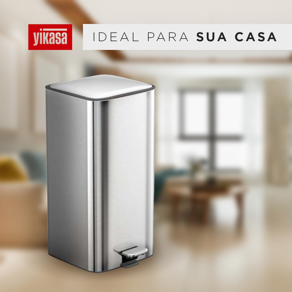 Lixeira com Pedal 30 Litros Inox Home Yikasa
