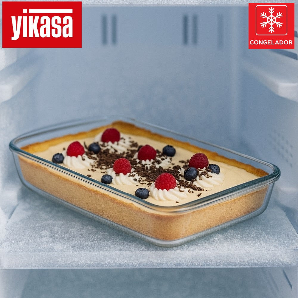 Kit 3 Travessas Retangulares de Vidro Borossilicato 1L, 1.6L e 2.2L Yikasa