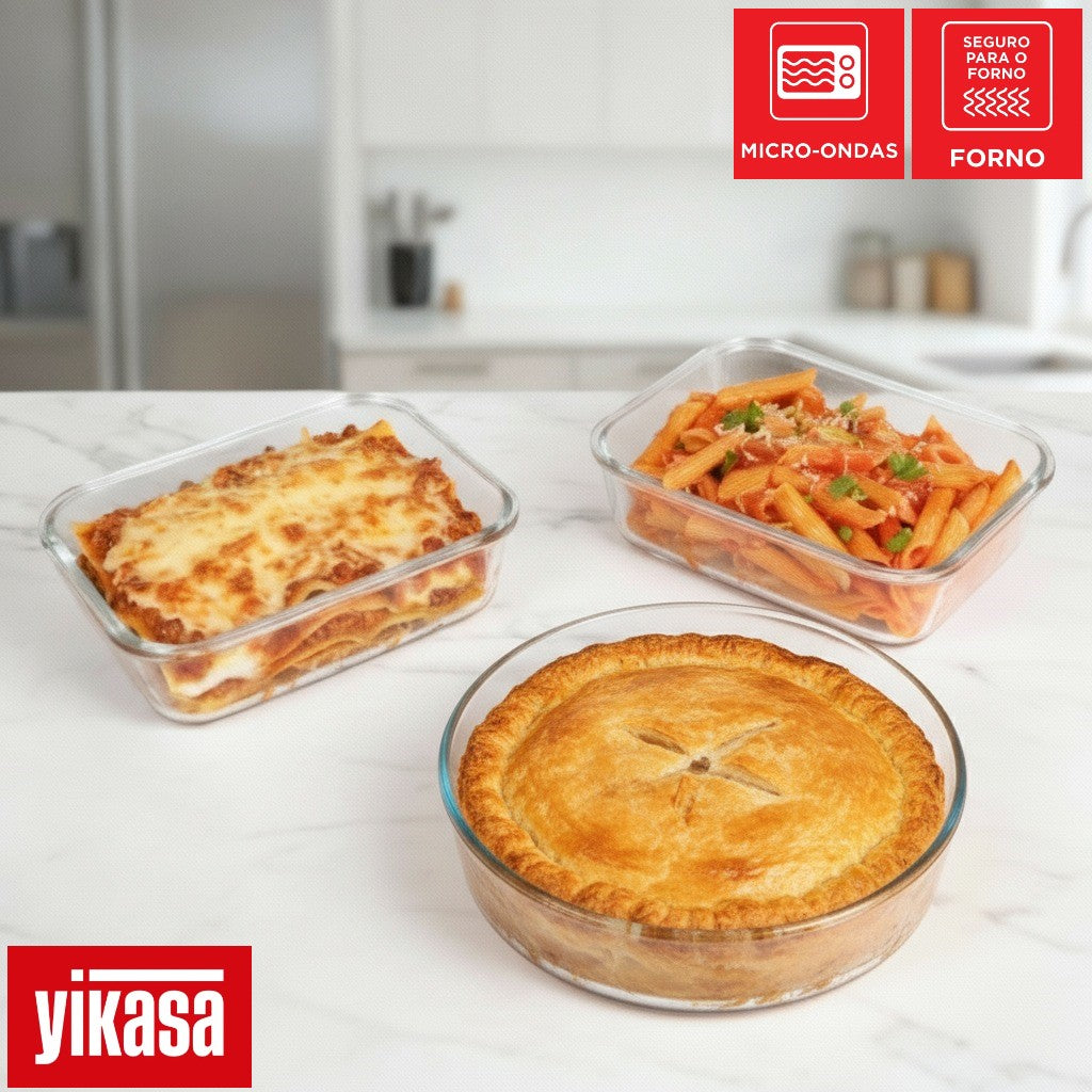 Kit 12 Potes de Vidro Borossilicato Tampa Hermética Verde Yikasa