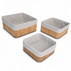 Kit Com 3 Organizadores De Bambu Quadrados Yikasa