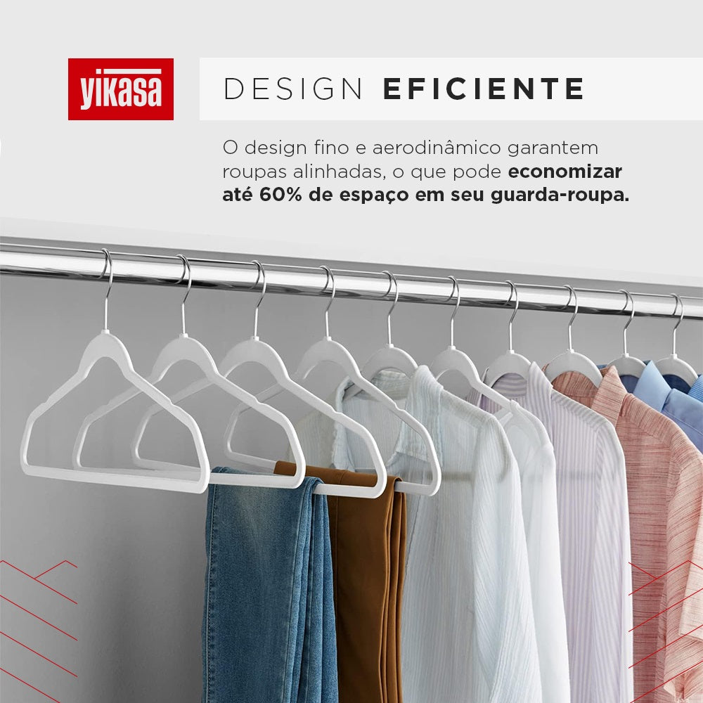 Kit 30 Cabides De Veludo Branco Yikasa