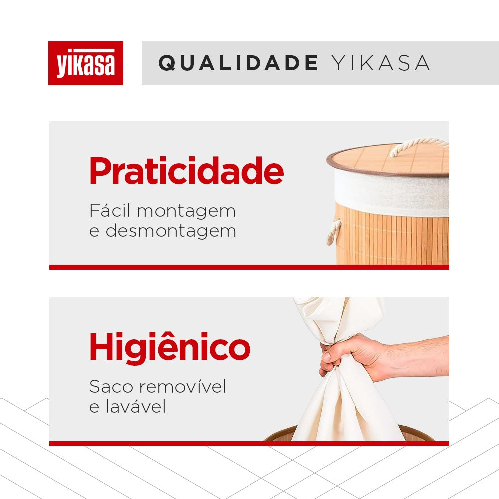 Cesto De Roupas Redondo De Bambu Yikasa