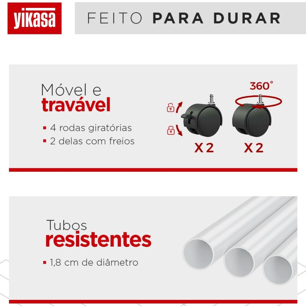 Varal De Chão Dobrável 3 Andares Branco Yikasa