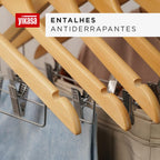 Kit 30 Cabides De Madeira Com Clipes Yikasa