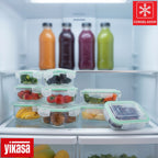 Kit 9 Potes de Vidro Borossilicato Tampa Hermética Verde Yikasa