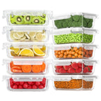 Kit 10 Potes de Vidro Borossilicato Tampa Hermética 640ml Yikasa