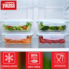 Kit 4 Potes de Vidro Borossilicato com Tampa de PP 1040ml Verde Yikasa