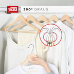 Kit 30 Cabides De Madeira Com Barra Antideslizante Yikasa