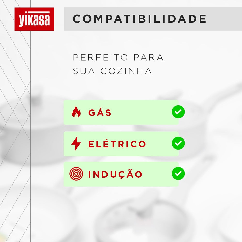 Jogo de Panelas Premium com Revestimento em Mármore Antiaderente 11 Peças Cinza e Vanilla Yikasa