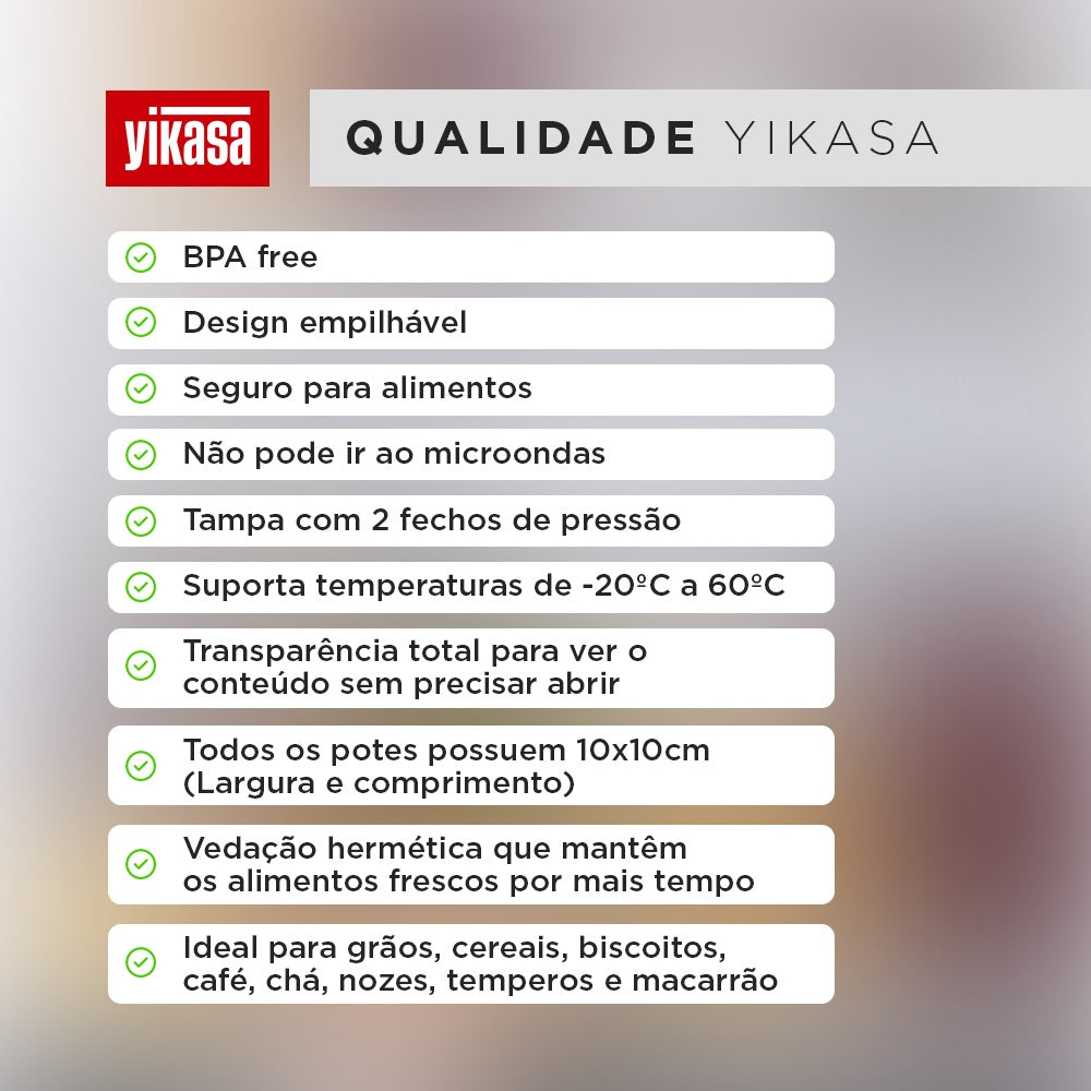 Kit 12 Potes de Mantimento Herméticos em Acrílico Verde Yikasa