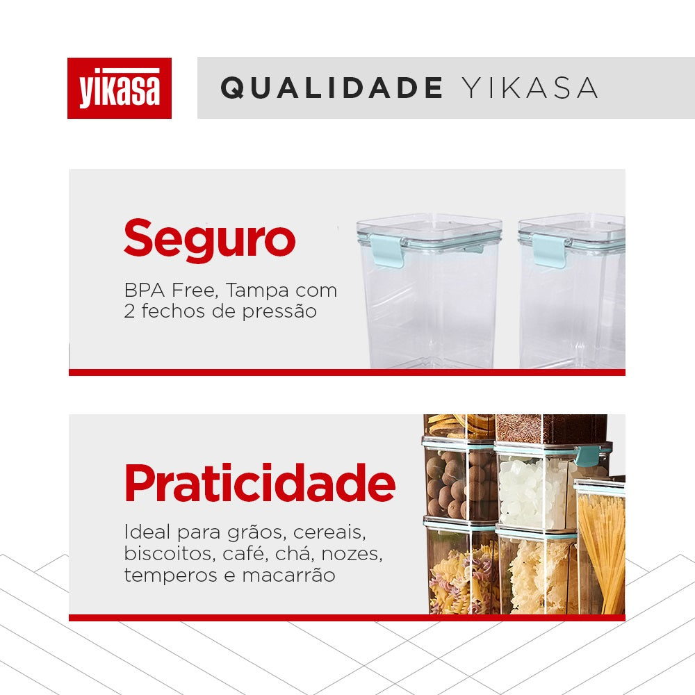 Kit 12 Potes de Mantimento Herméticos em Acrílico Verde Yikasa