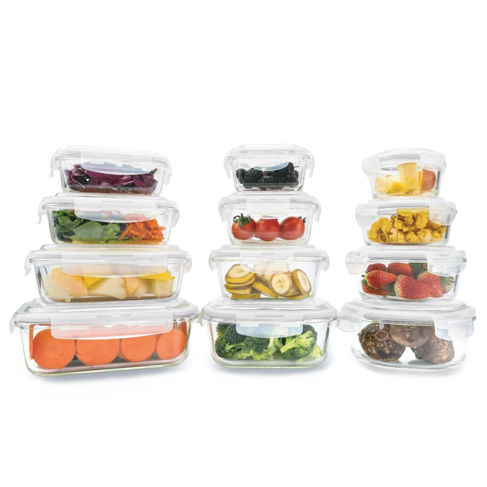 Kit 12 Potes de Vidro Borossilicato Tampa Hermética Yikasa