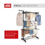 Varal De Chão Dobrável 3 Andares Preto Yikasa