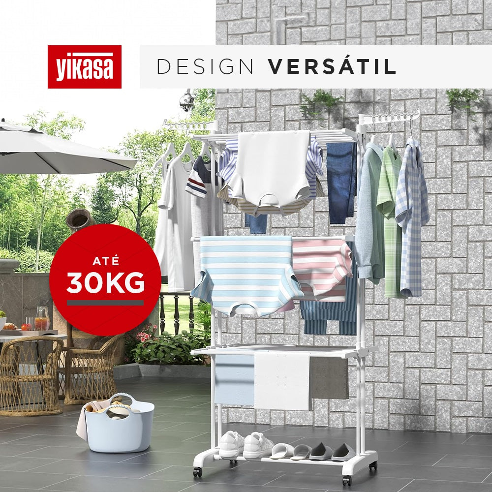 Varal De Chão Dobrável 3 Andares Branco Yikasa