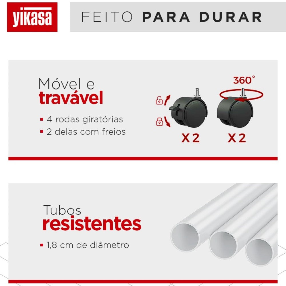 Varal De Chão Dobrável 3 Andares Cinza Yikasa