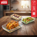 Kit 3 Travessas Retangulares de Vidro Borossilicato 1L, 1.6L e 2.2L Yikasa