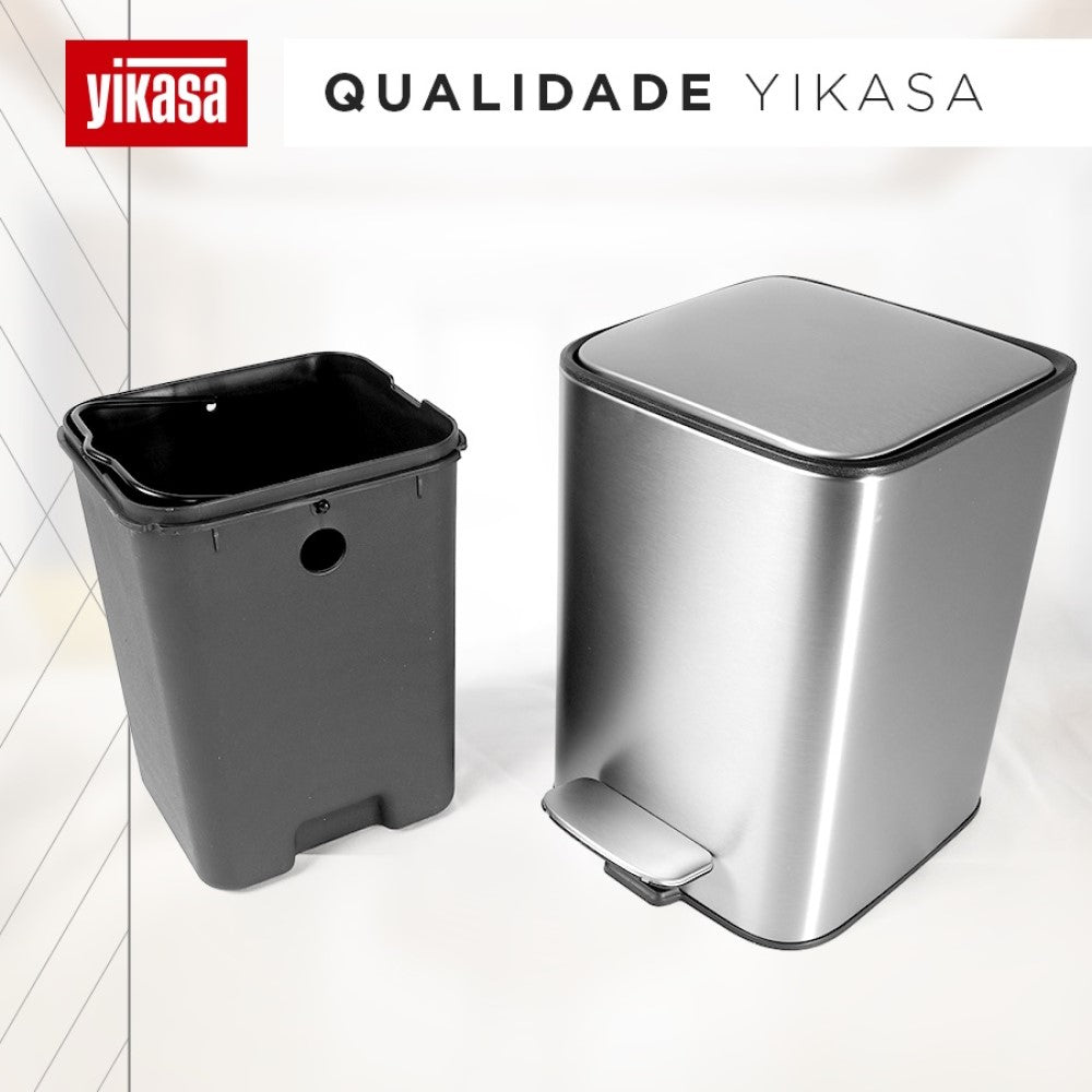 Lixeira com Pedal 3 Litros Inox Home Yikasa