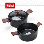 Jogo de Panelas Premium com Revestimento em Mármore Antiaderente 13 Peças Preto Yikasa