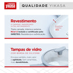 Jogo de Panelas Premium com Revestimento em Mármore Antiaderente 11 Peças Cinza e Vanilla Yikasa