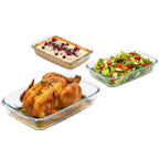 Kit 3 Travessas Retangulares de Vidro Borossilicato 1L, 1.6L e 2.2L Yikasa