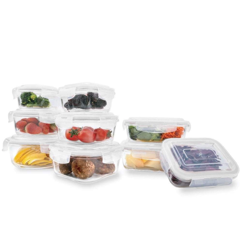 Kit 9 Potes de Vidro Borossilicato Tampa Hermética Yikasa