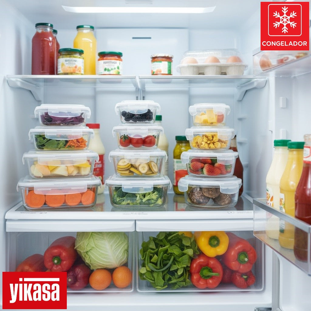 Kit 12 Potes de Vidro Borossilicato Tampa Hermética Yikasa