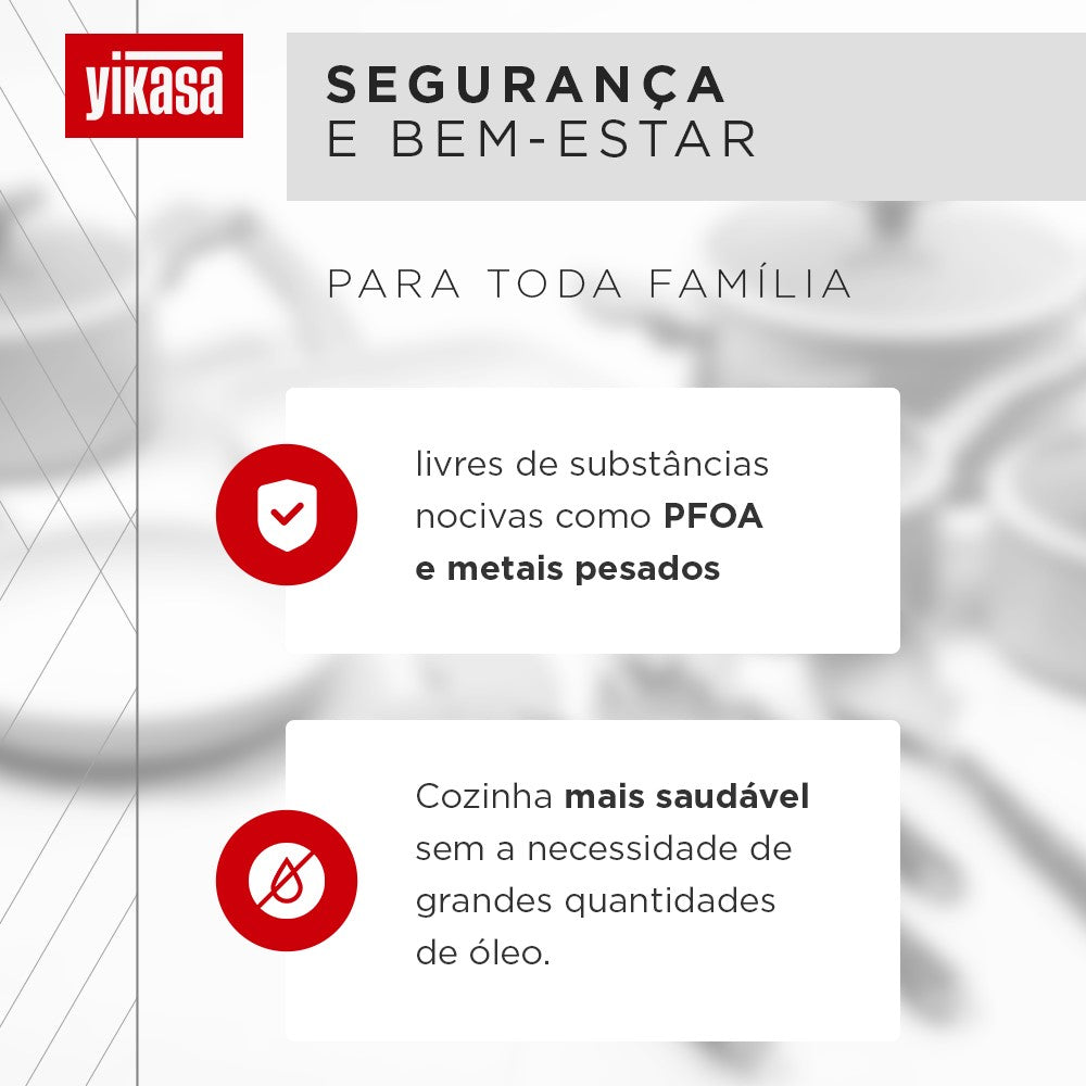 Jogo de Panelas Premium com Revestimento em Mármore Antiaderente 11 Peças Cinza e Vanilla Yikasa