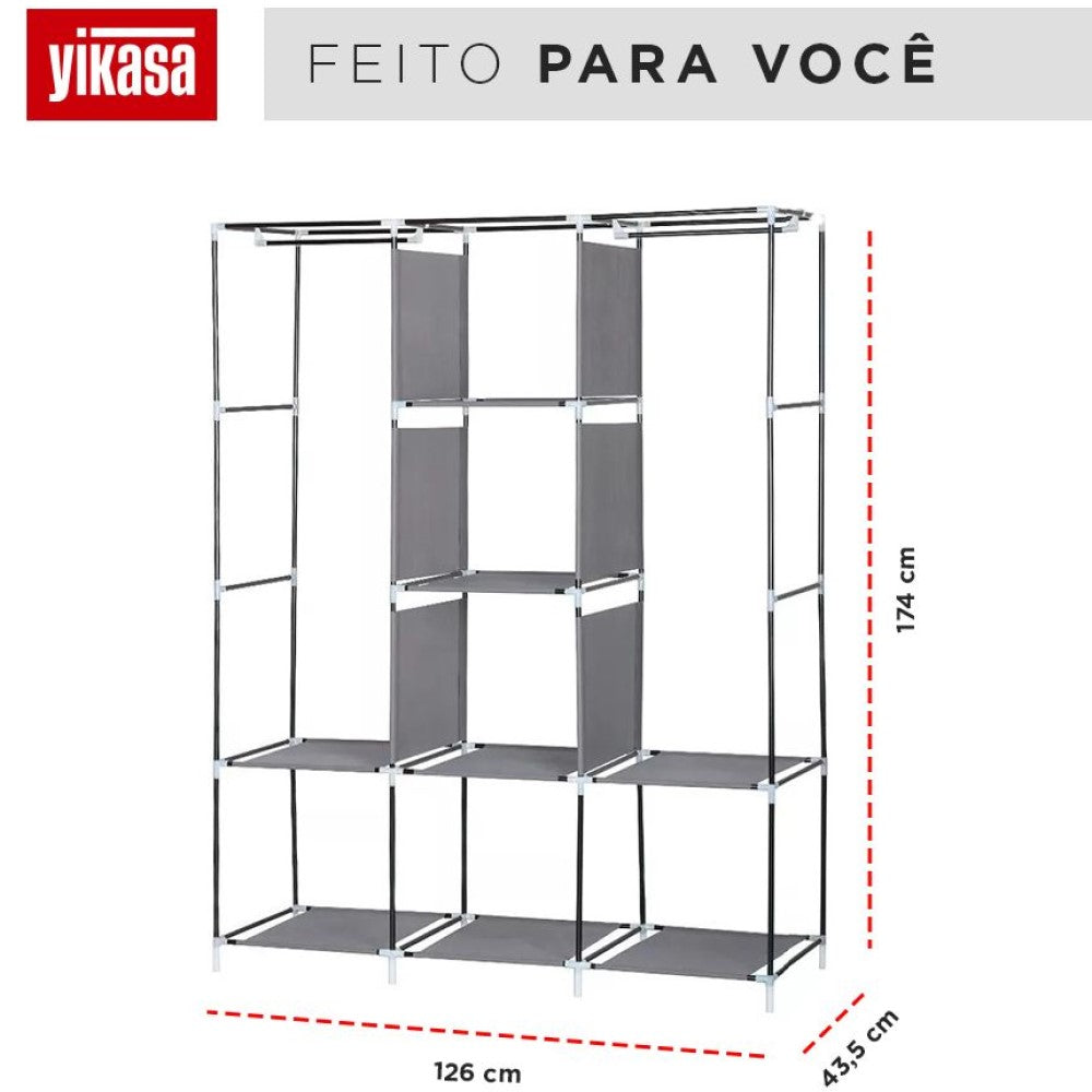 Guarda Roupas Desmontável Com 8 Divisores Preto Yikasa