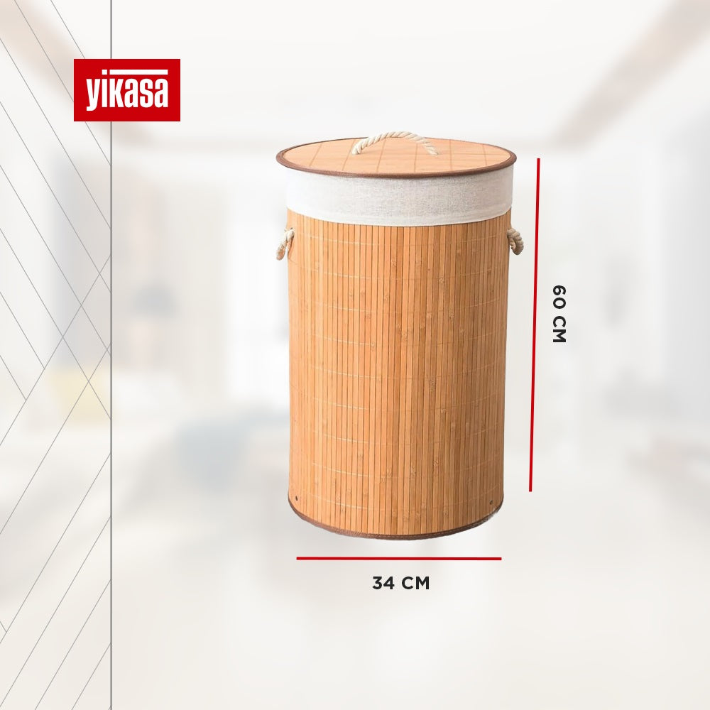 Cesto De Roupas Redondo De Bambu Yikasa