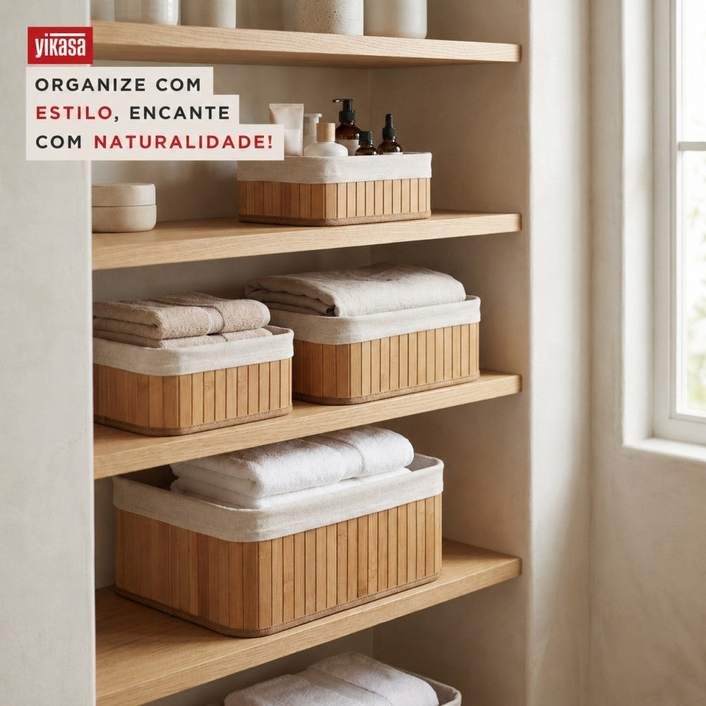 Kit Com 4 Organizadores De Bambu Yikasa