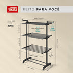 Varal De Chão Dobrável 3 Andares Preto Yikasa