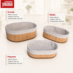 Kit Com 3 Organizadores De Bambu Ovais Yikasa