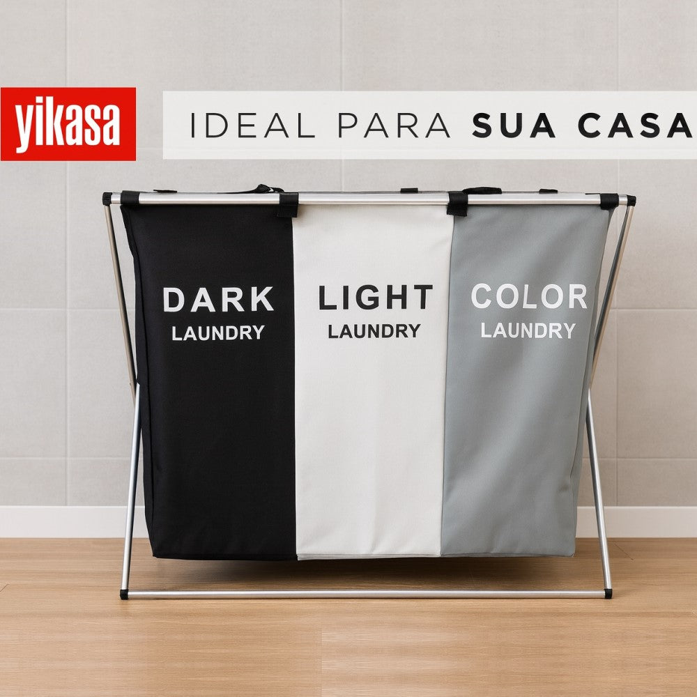 Cesto Organizador de Lavanderia Clean Triplo Yikasa