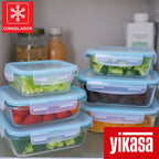 Kit 6 Potes de Vidro Borossilicato Tampa Hermética Verde Yikasa