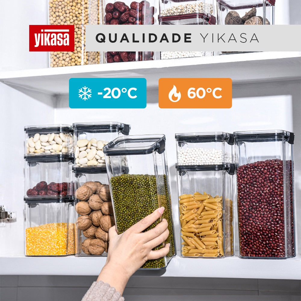 Kit 12 Potes de Mantimento Herméticos em Acrílico Verde Yikasa