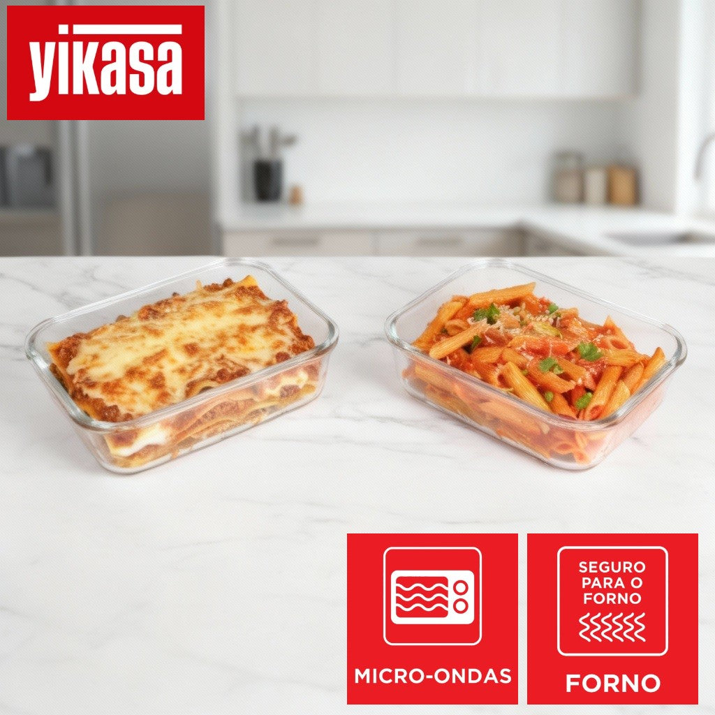 Kit 9 Potes de Vidro Borossilicato Tampa Hermética Yikasa