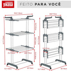 Varal De Chão Dobrável 3 Andares Cinza Yikasa