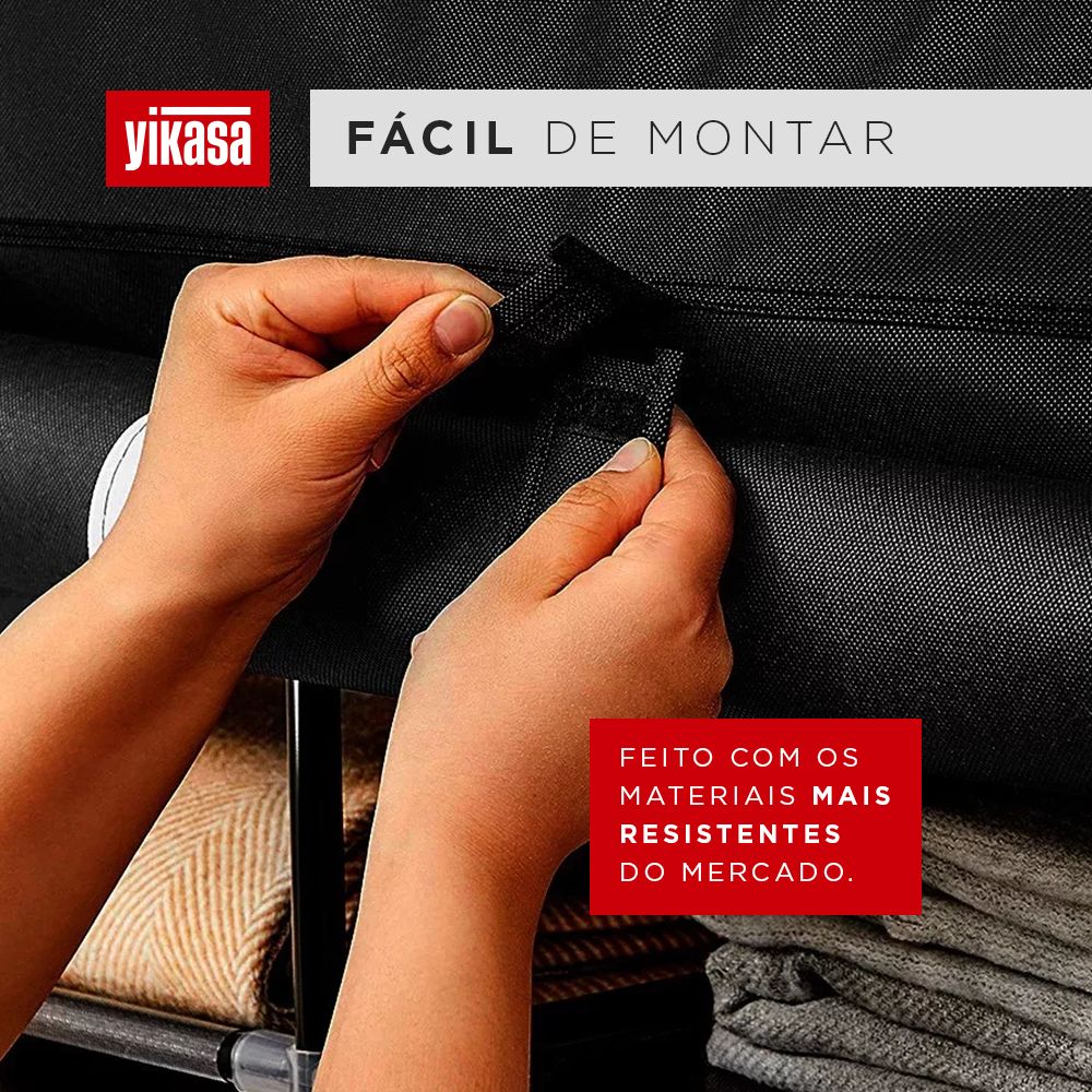 Guarda Roupas Desmontável Com 8 Divisores Cinza Yikasa