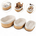 Kit Com 3 Organizadores De Bambu Ovais Yikasa