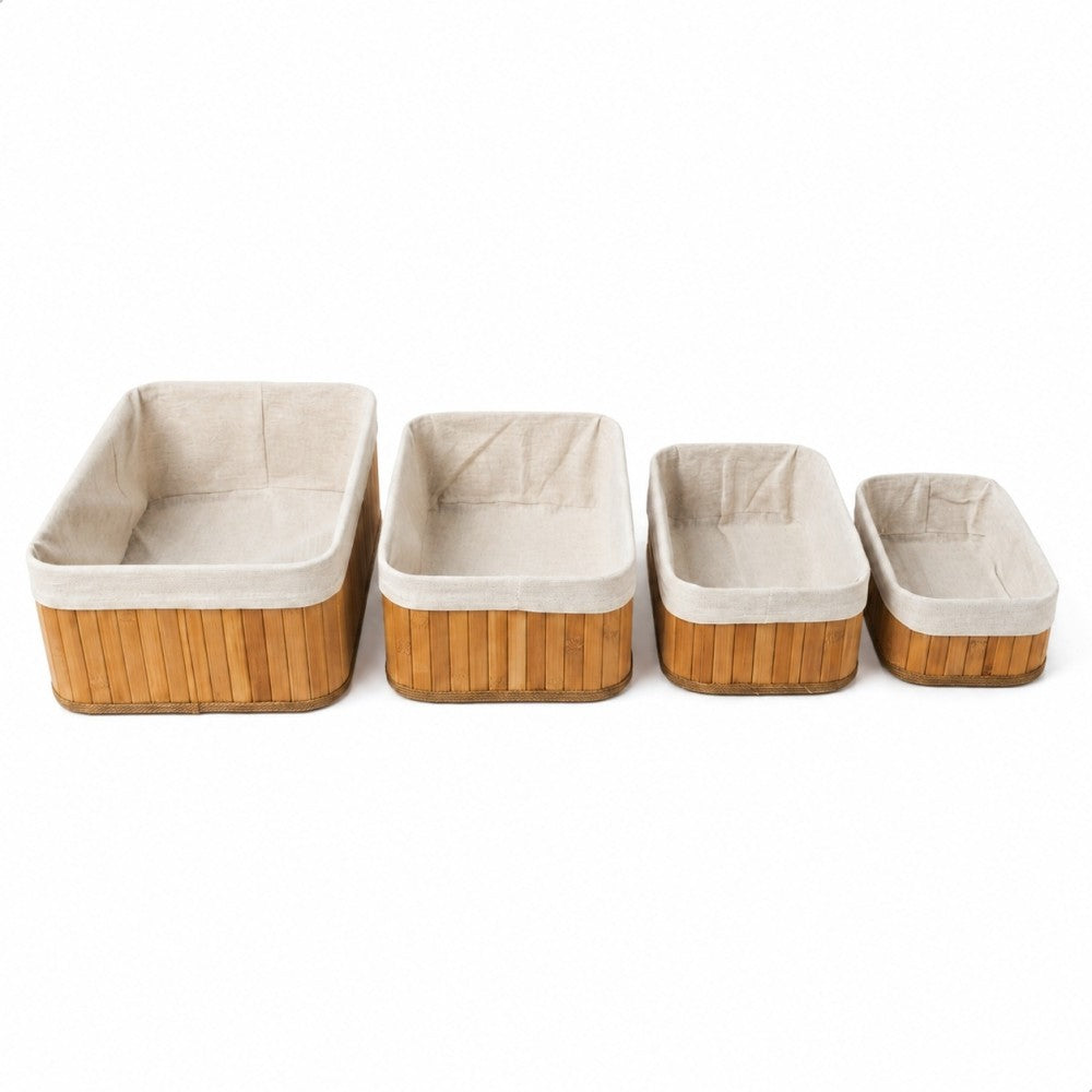 Kit Com 4 Organizadores De Bambu Yikasa