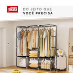 Guarda Roupas Desmontável Com 8 Divisores Preto Yikasa