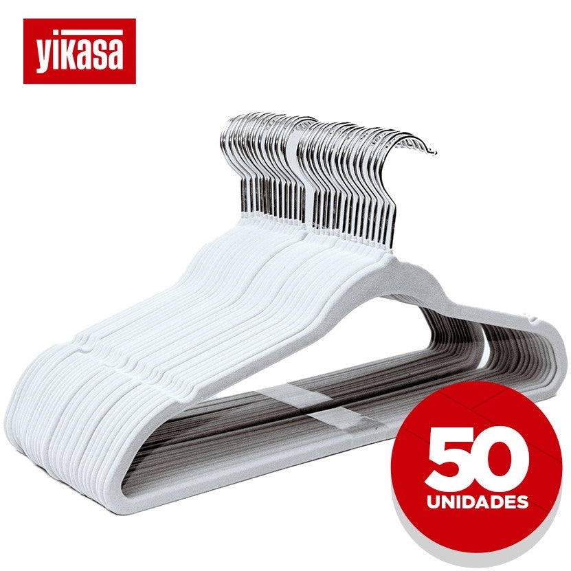 Kit 50 Cabides De Veludo Cinza Yikasa
