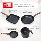 Jogo de Panelas Premium com Revestimento em Mármore Antiaderente 13 Peças Preto Yikasa